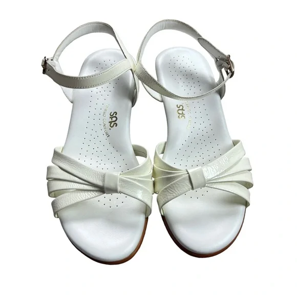SAS women’s white strappy patent leather Tripad comfort sandals SZ 8.5 WW - Picture 2 of 7